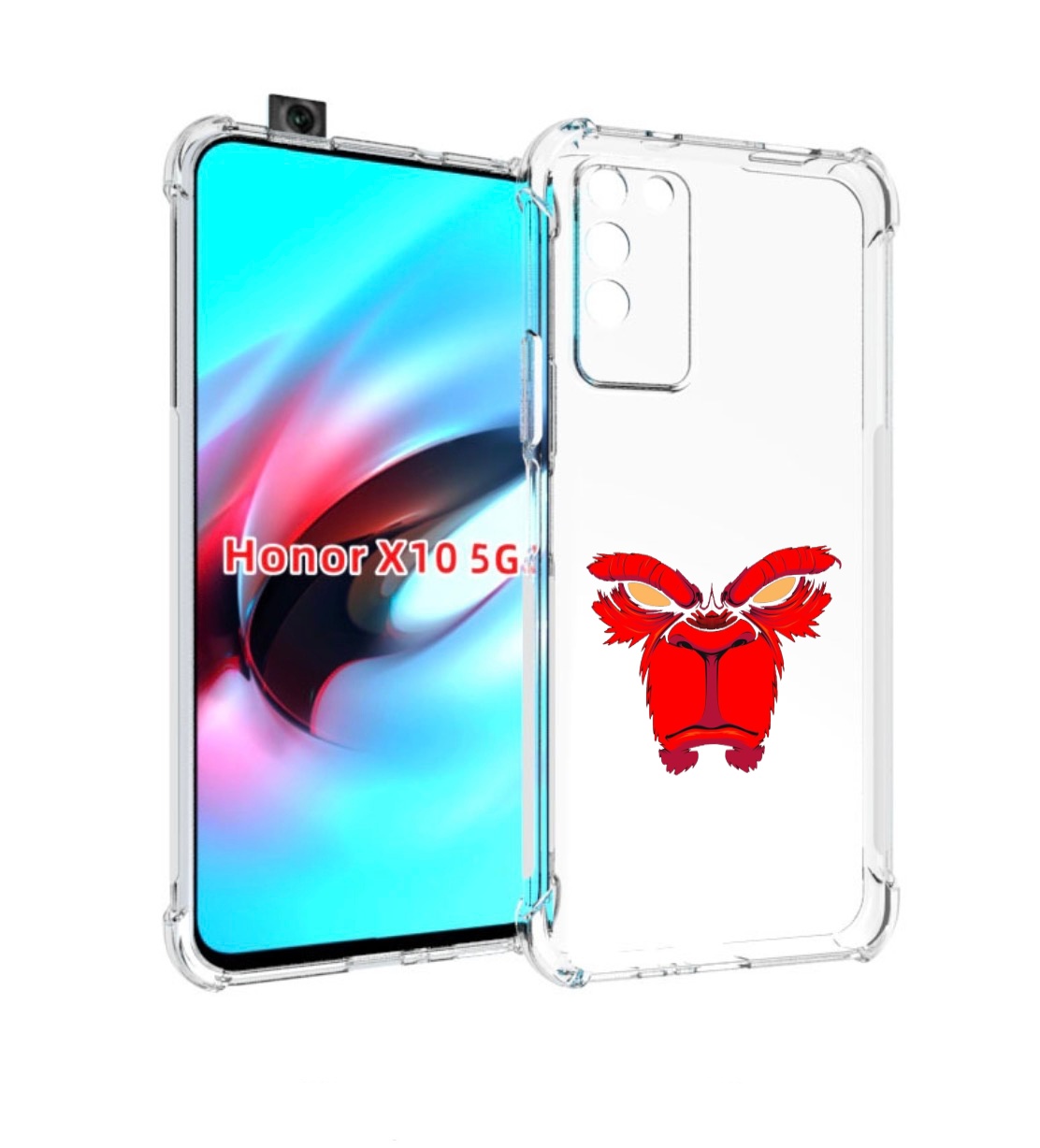 

Чехол MyPads красная обезьяна в темноте для Honor X10, Прозрачный, Tocco