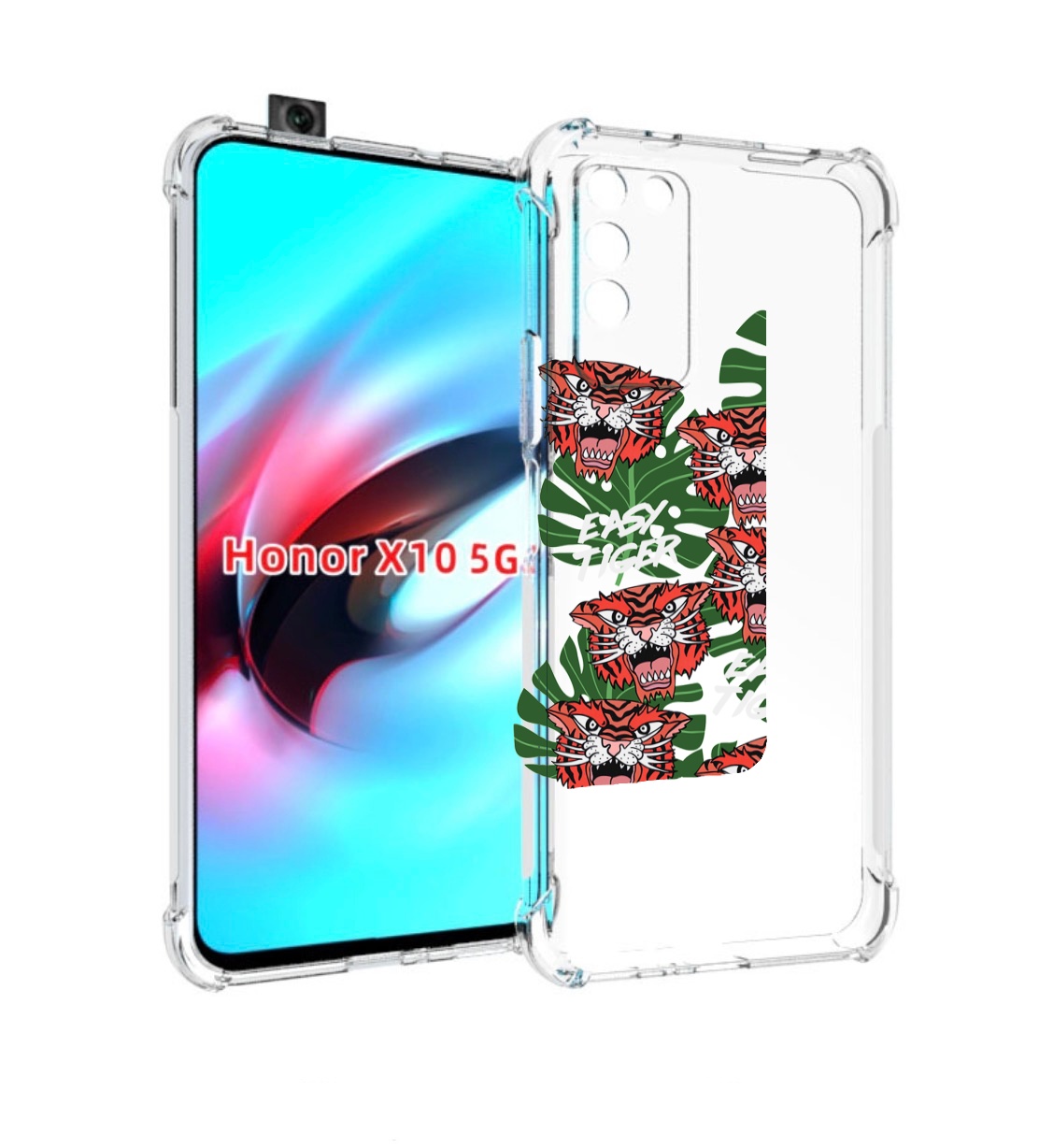 

Чехол MyPads красные-тигры для Honor X10, Прозрачный, Tocco
