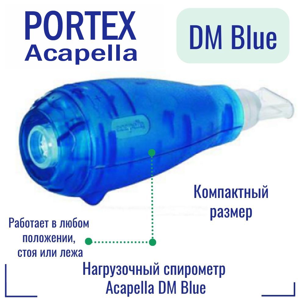 Спирометр Portex Acapella DM Blue 21-1015 с мундштуком, загубником, нагрузочный