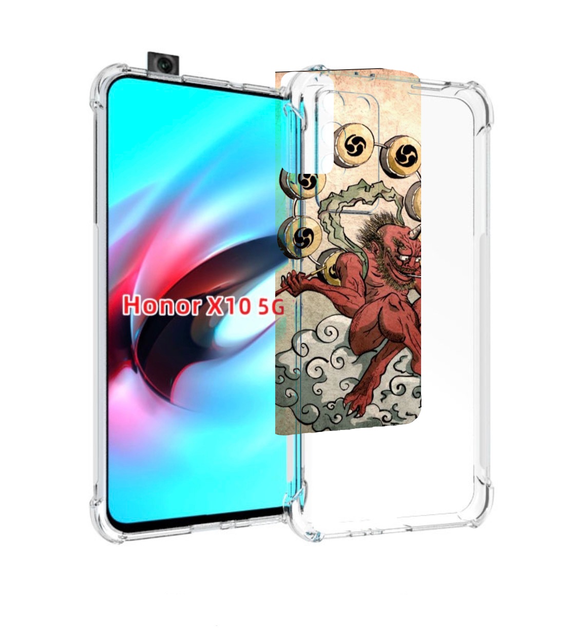 

Чехол MyPads красный чертик на облаке для Honor X10, Прозрачный, Tocco
