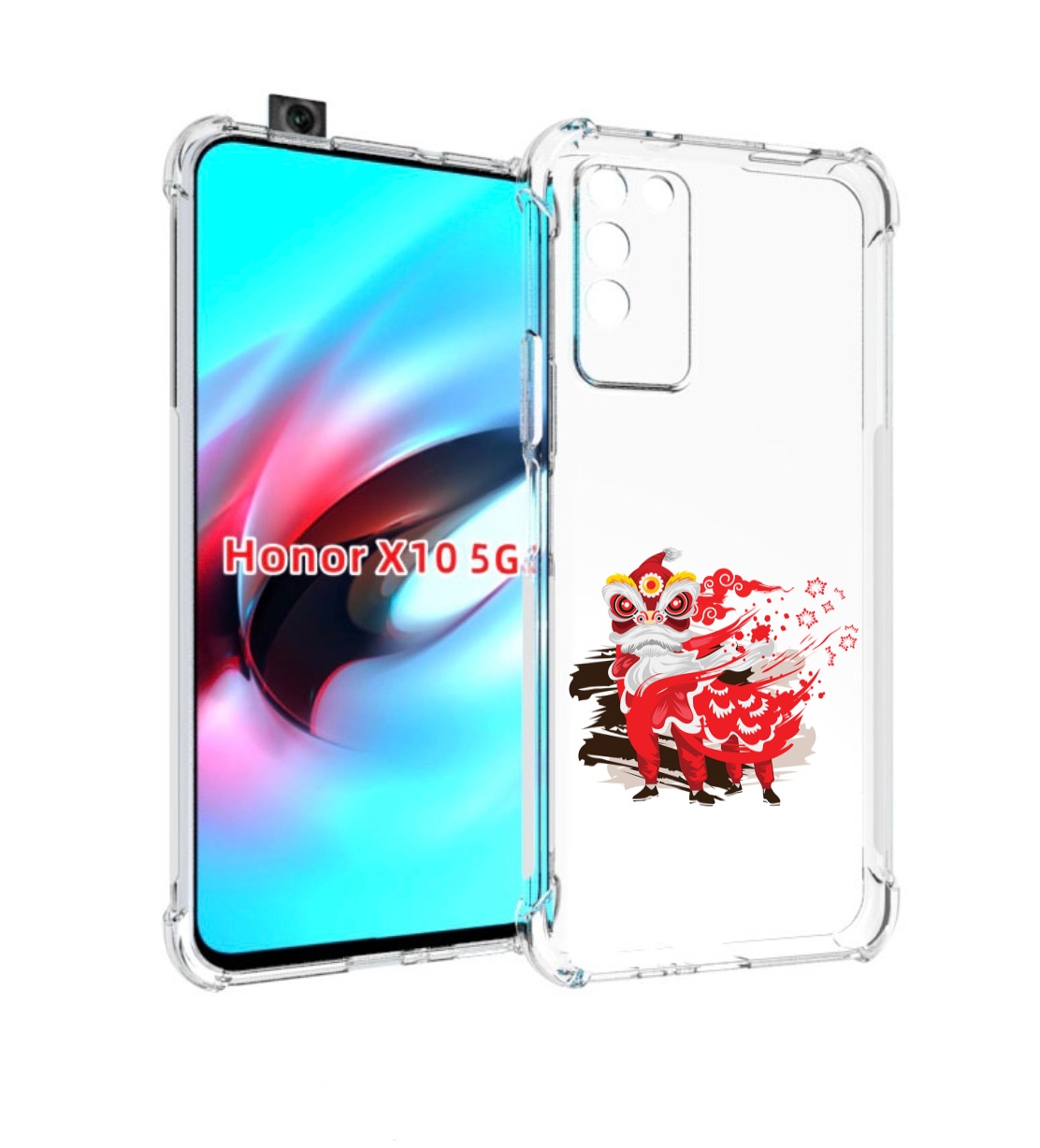 

Чехол MyPads красный-карнавал для Honor X10, Прозрачный, Tocco