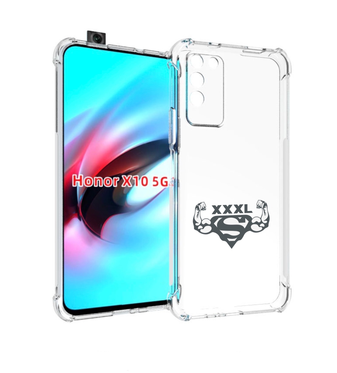 

Чехол MyPads бодибилдинг супермен для Honor X10, Прозрачный, Tocco