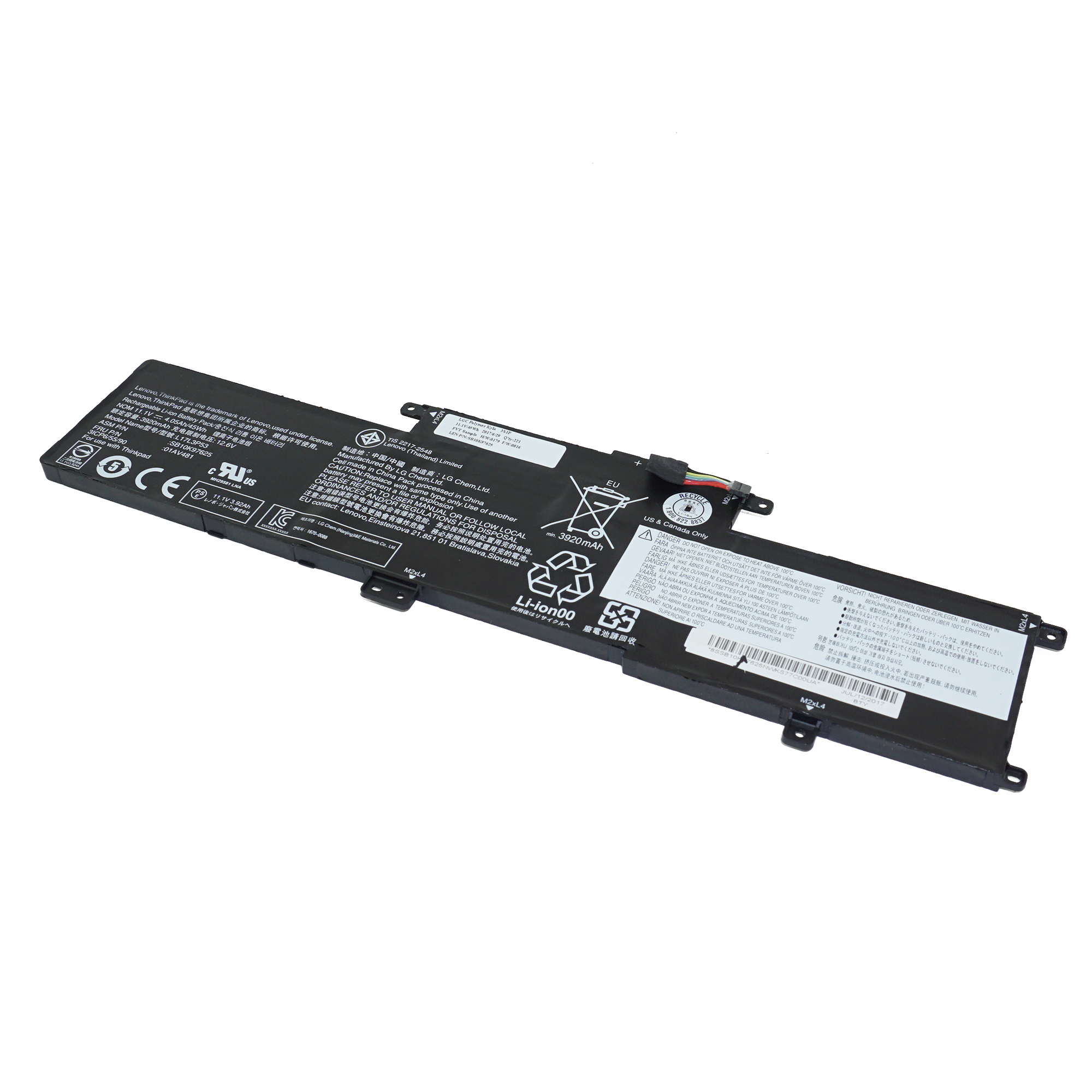 фото Аккумулятор l17l3p53 для lenovo thinkpad yoga l380 и др. (01av481, 01av482, l17m3p55) azerty