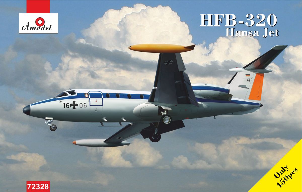 

Сборная модель Amodel 1/72 Самолет HFB-320 Hansa Jet 'Flugbereitschaft' 72328
