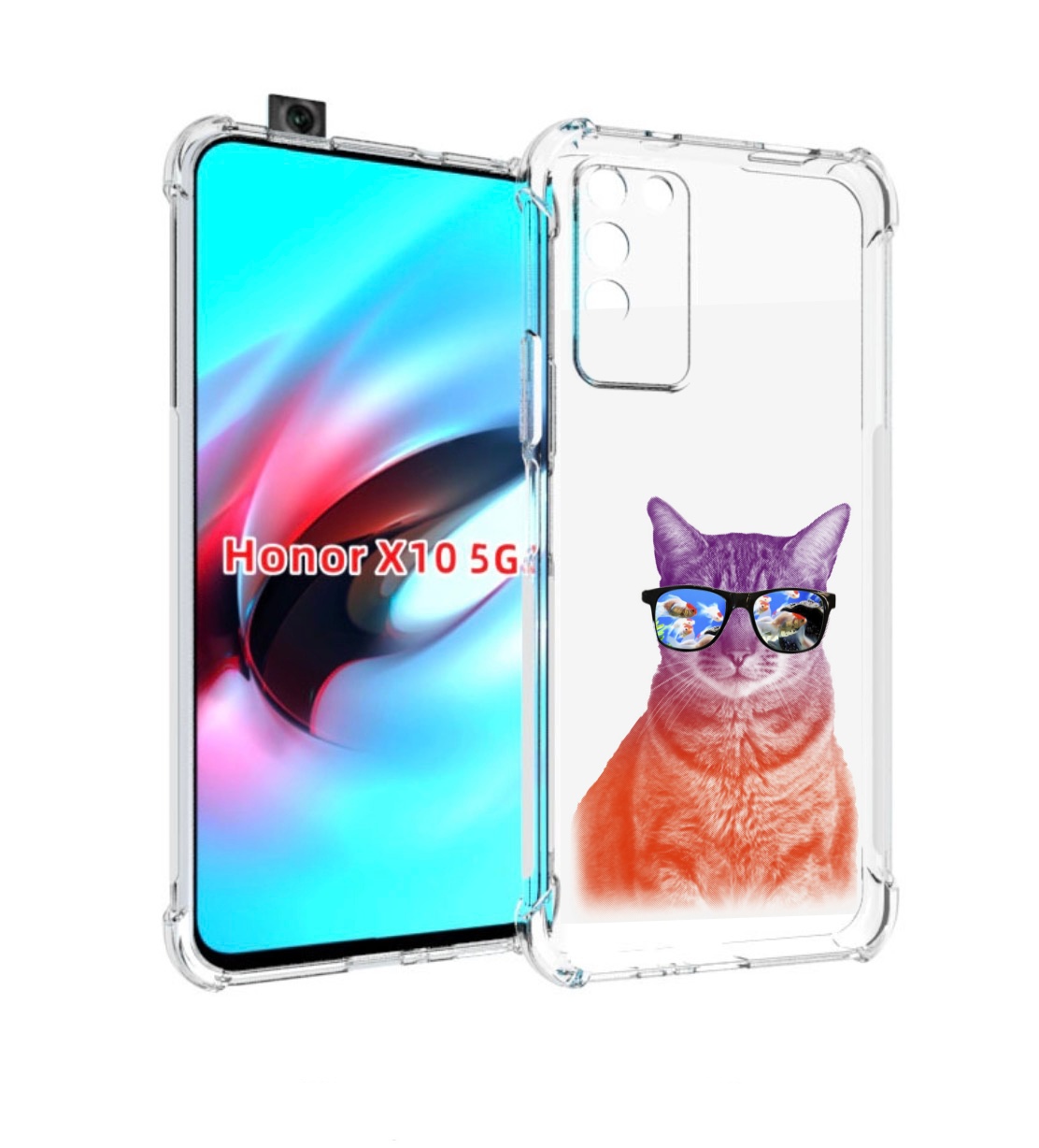 

Чехол MyPads крутой кот-2 для Honor X10, Прозрачный, Tocco