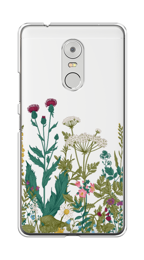 

Чехол на Lenovo K6 Note "Дикие полевые цветы", Зеленый;розовый;белый, 112250-2