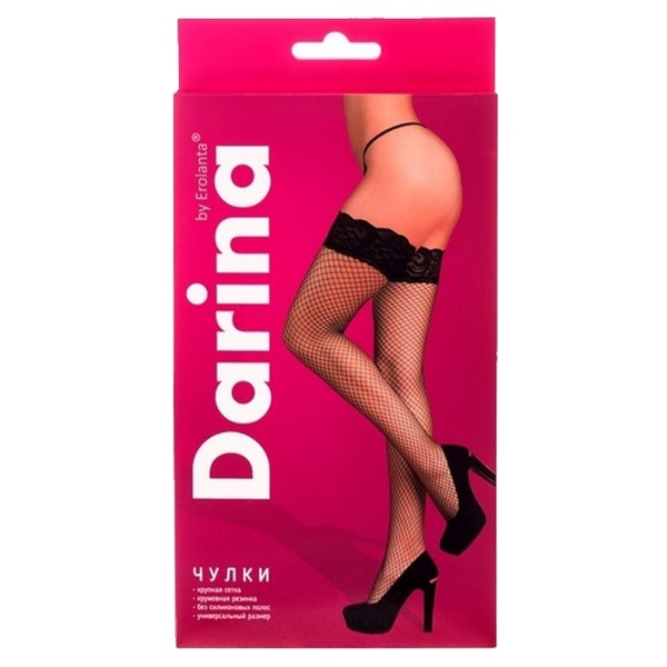 

Чулки из крупной сетки с кружевной резинкой Darina, черный, OS, 931011