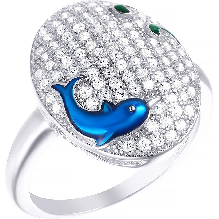 

Кольцо из серебра р. 18 Джей Ви ML01246A, эмаль\фианит, ML01246A