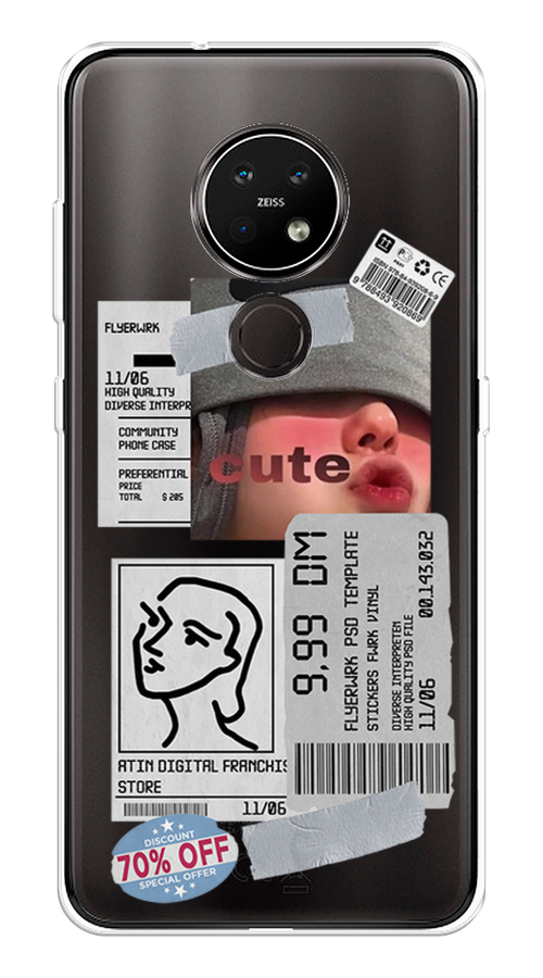 

Чехол на Nokia 6.2 "Cute girl collage", Розовый;серый;голубой, 123050-6