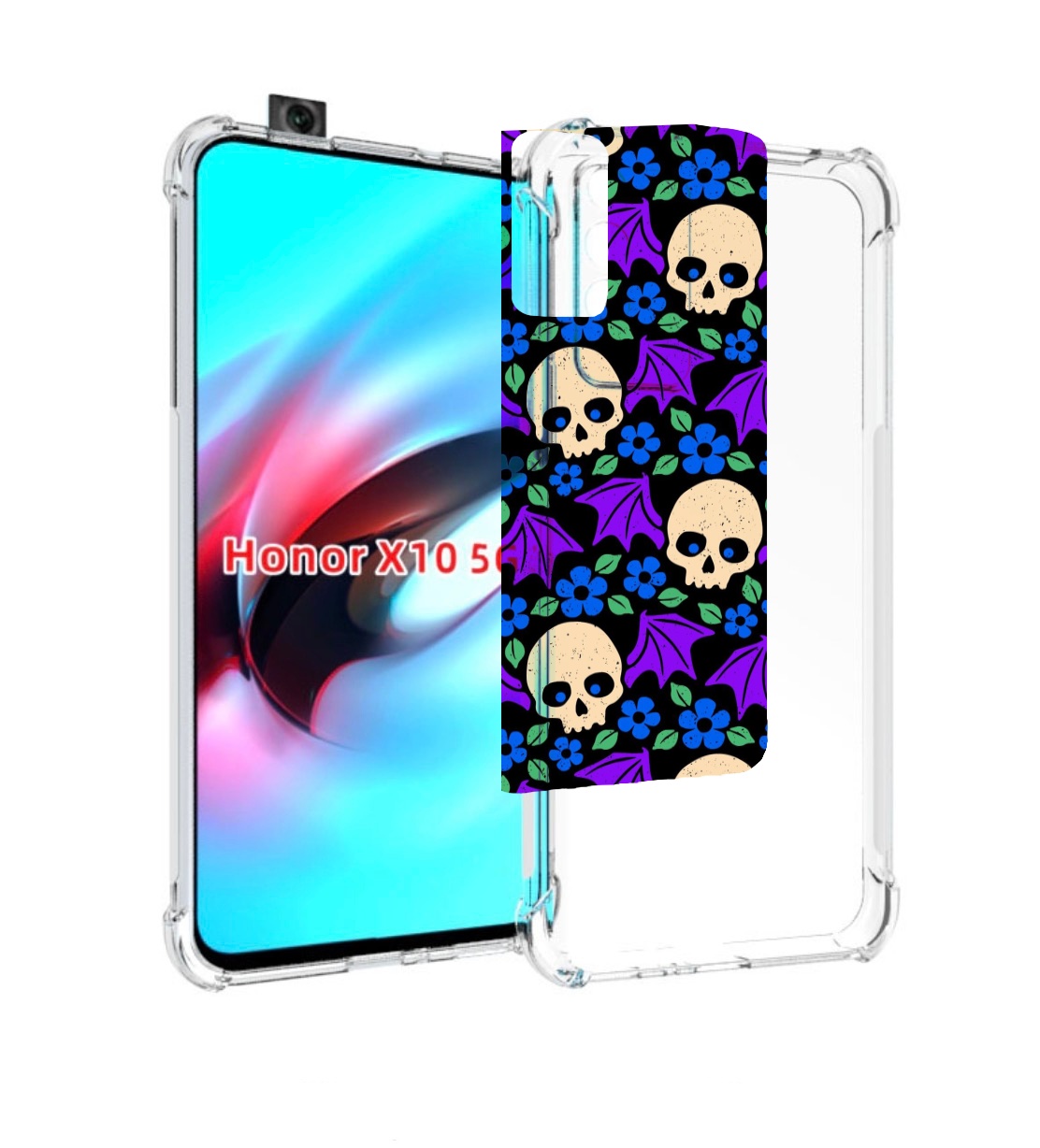

Чехол MyPads крылатые черепа для Honor X10, Прозрачный, Tocco