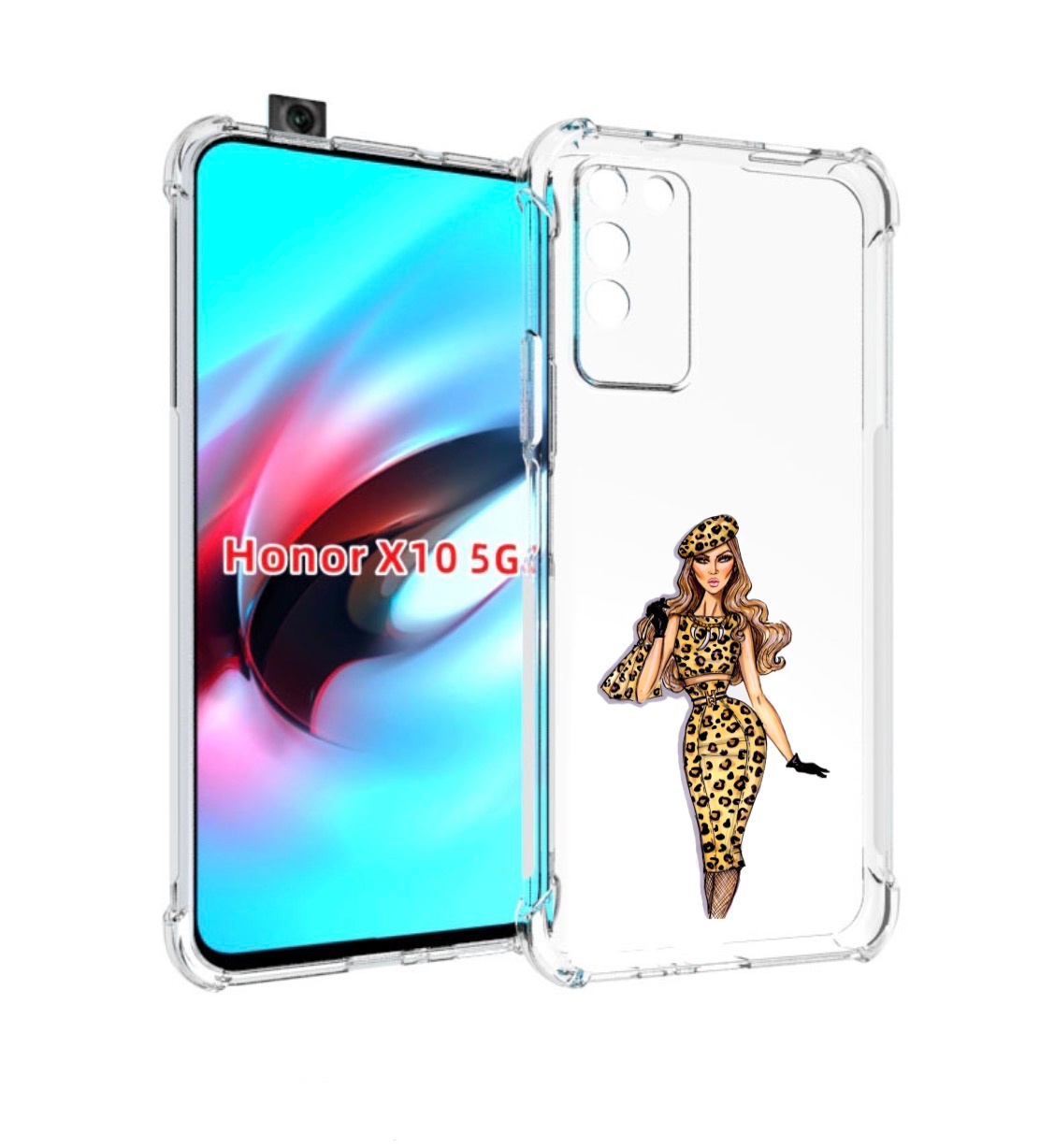 

Чехол MyPads леопардовое платье женский для Honor X10, Прозрачный, Tocco