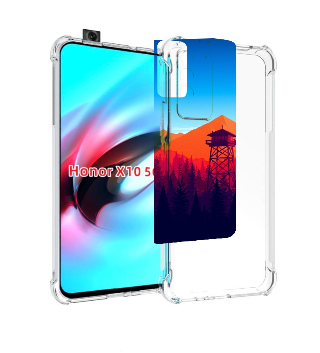 

Чехол MyPads лес с оранжевыми горами для Honor X10, Прозрачный, Tocco
