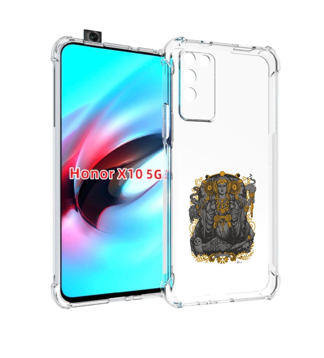 

Чехол MyPads божество с золотыми элементами для Honor X10, Прозрачный, Tocco