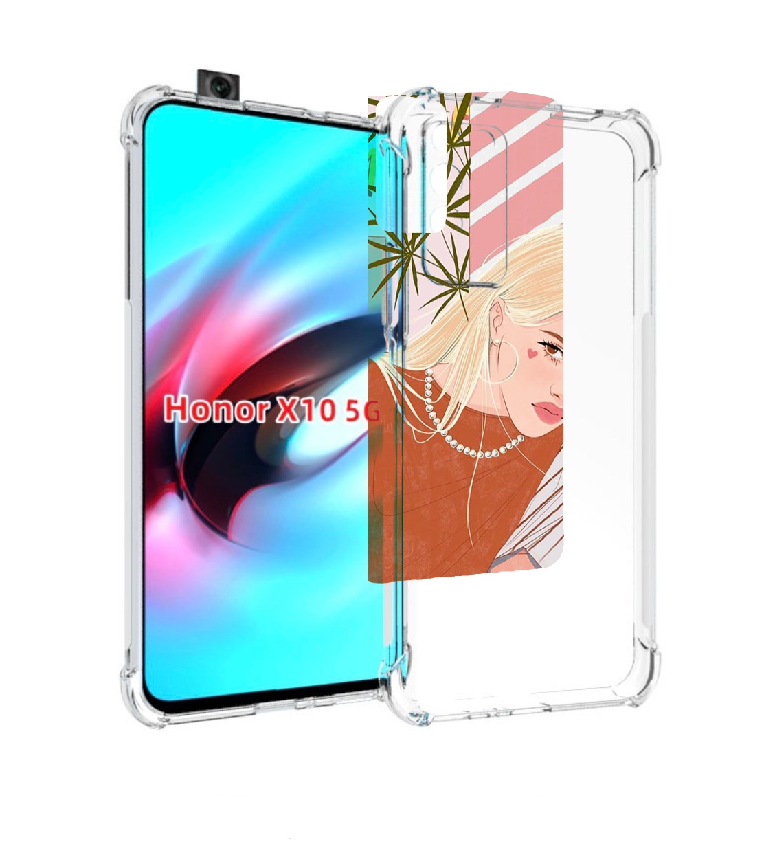 

Чехол MyPads летняя-девочка женский для Honor X10, Прозрачный, Tocco