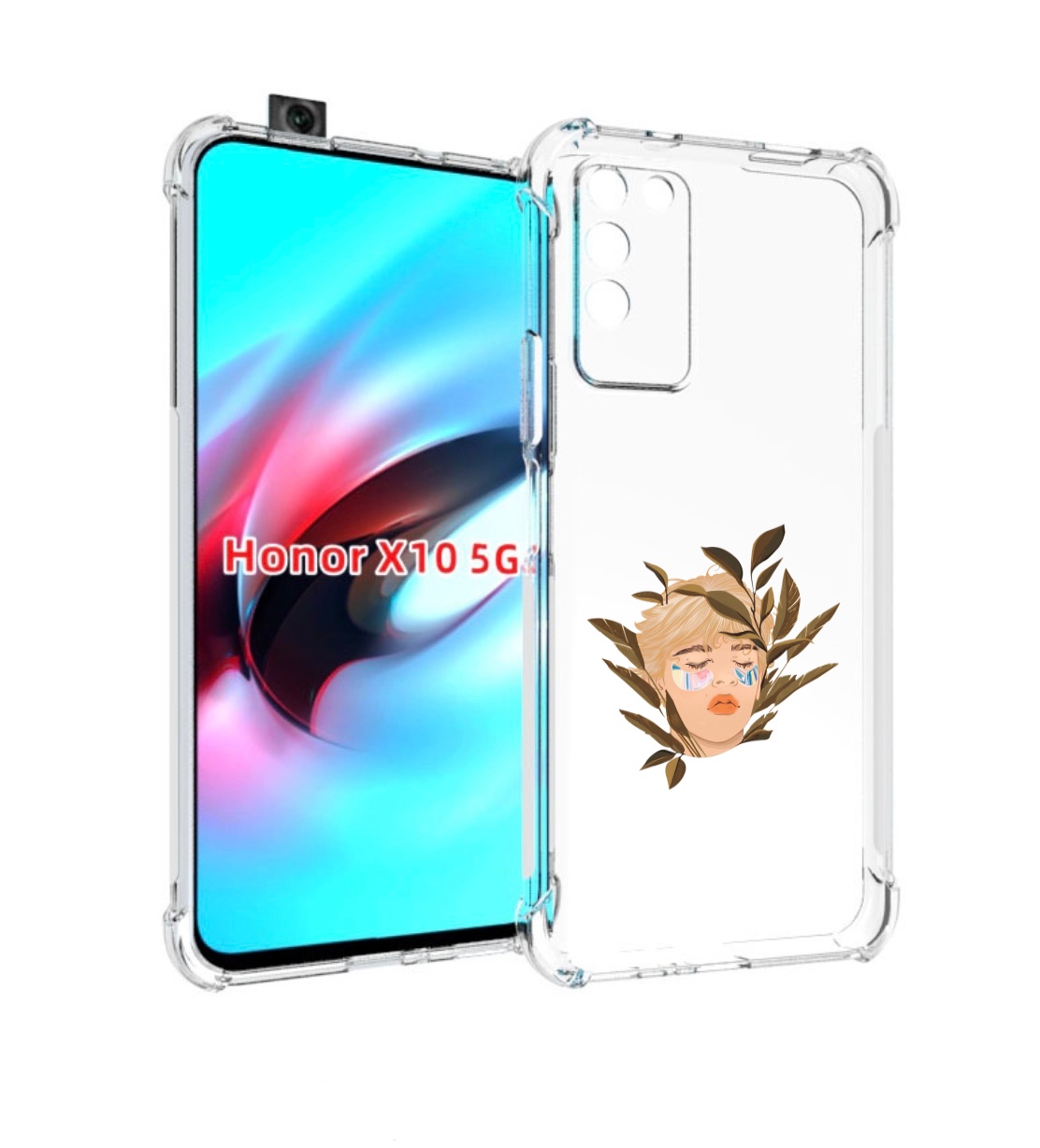 

Чехол MyPads лицо-с-патчами для Honor X10, Прозрачный, Tocco