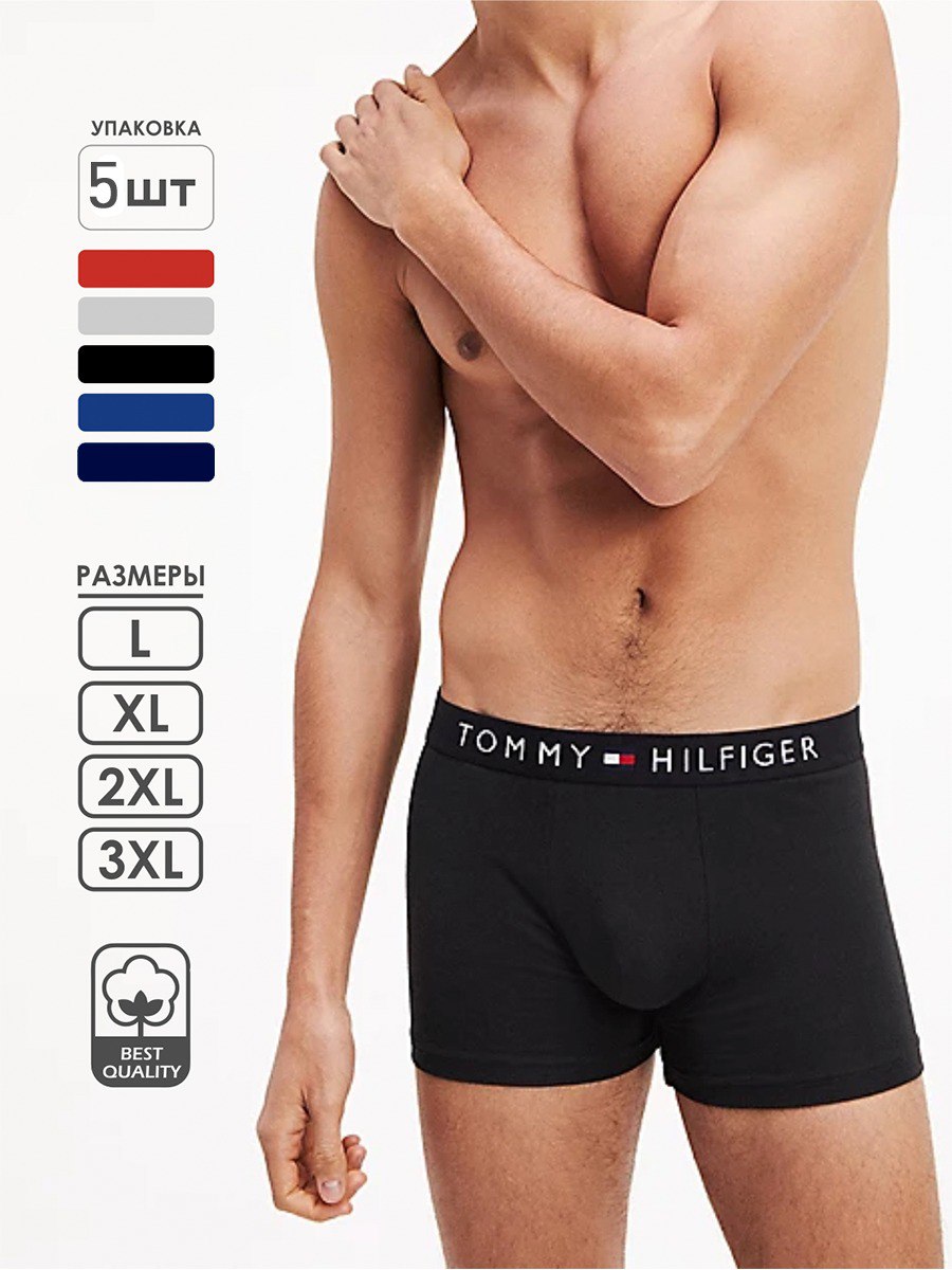 

Комплект трусов мужских Tommy Hilfiger ТН_under разноцветных 48 RU, 5 шт., Черный;красный;синий;серый, ТН_under