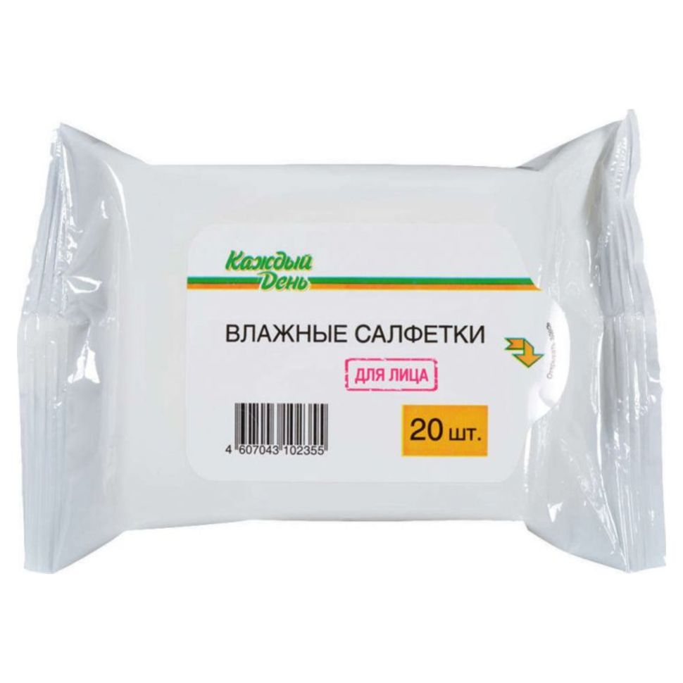 

Влажные салфетки для лица «Каждый день», 20 шт A002