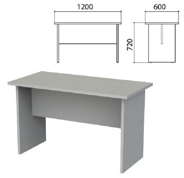 фото Стол приставной "этюд", 1200х600х720 мм, серый, 400049-03