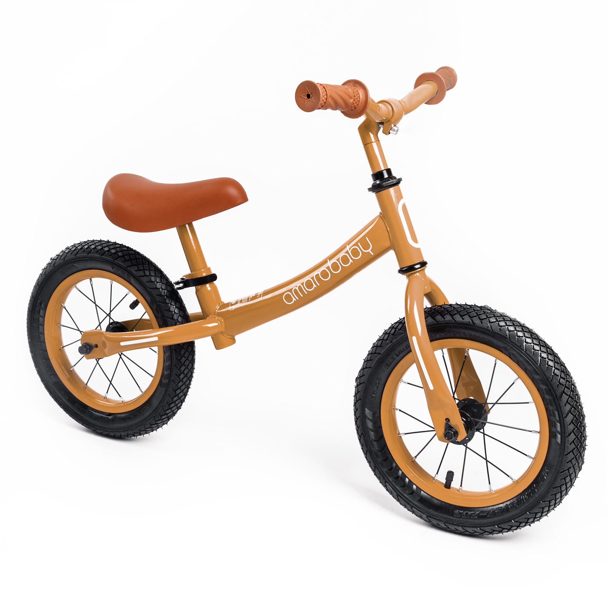 фото Двухколесный беговел amarobaby road racer, коричневый