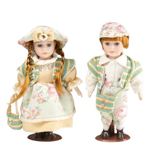 фото Кукла коллекционная набор 2 шт валя и витя в цветочных нарядах 30 см 804-735 nobrand