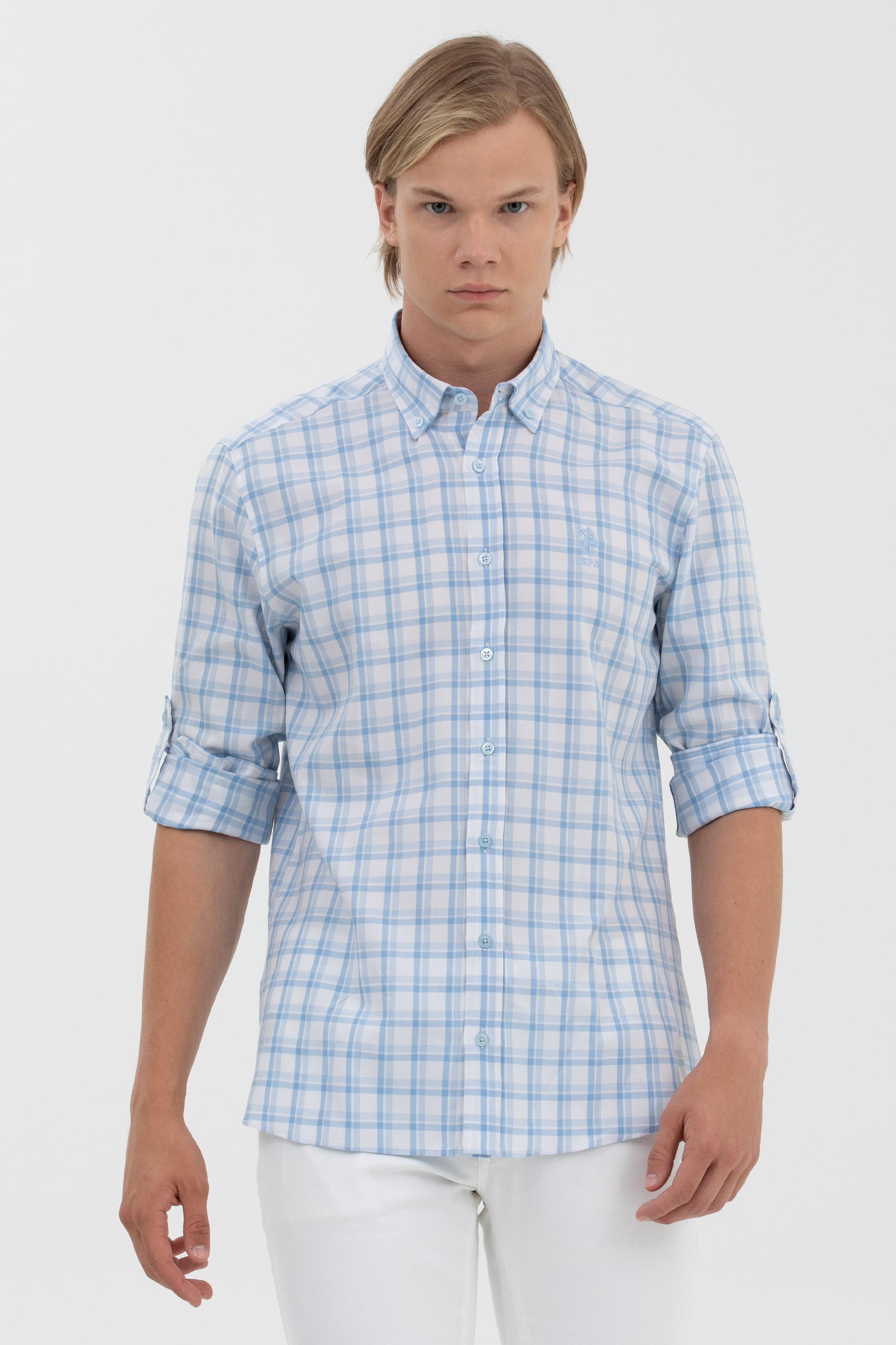 

Рубашка мужская U.S. POLO Assn. G081GL0040ELIUS голубая M, Голубой, G081GL0040ELIUS