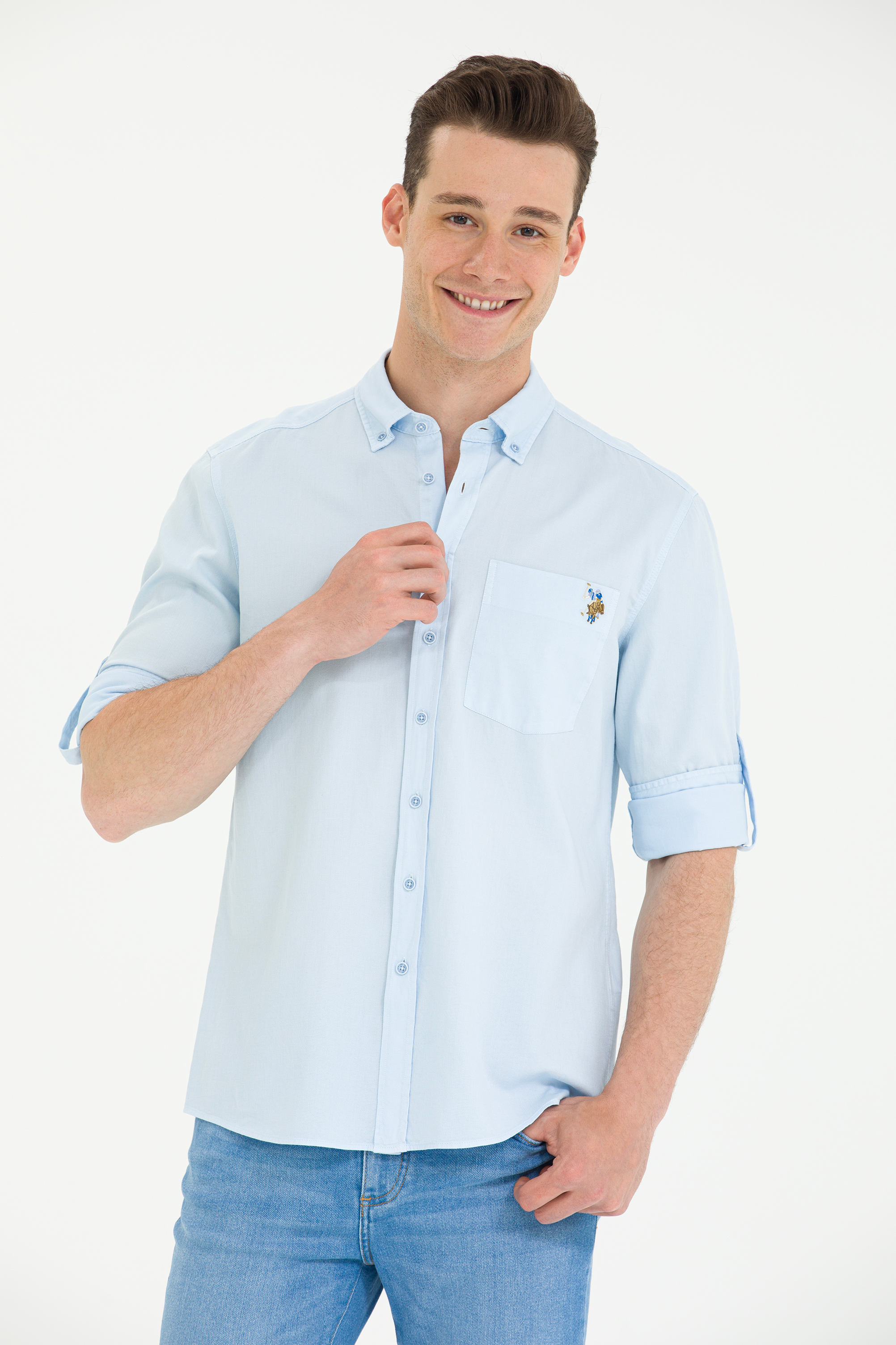 

Рубашка мужская U.S. POLO Assn. G081SZ0040FERO голубая 2XL, Голубой, G081SZ0040FERO