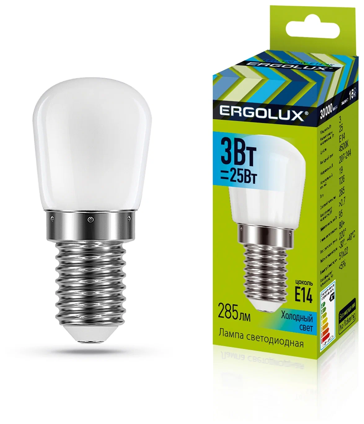 

Ergolux LED-T26-3W-E14-4К (Эл.лампа светодиодная Т26 3Вт Е14 4500К 220-240В), 14542