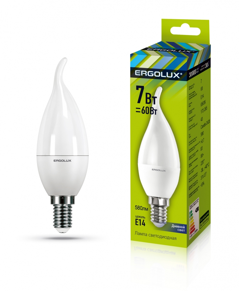 фото Светодиодная лампа ergolux led-ca35-7w-e14-6k