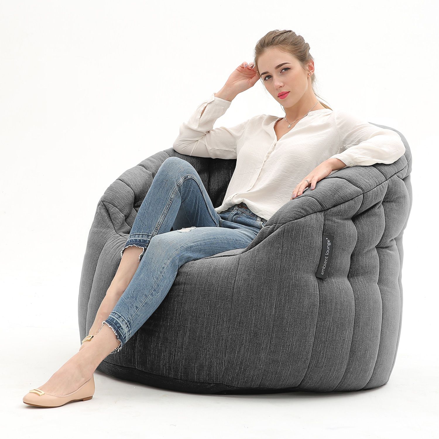 фото Кресло лаунж alounge - butterfly sofa - black sapphire (шенилл, черно-серый) ambient lounge