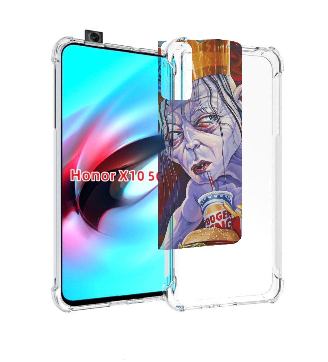 

Чехол MyPads любитель бургер кинга для Honor X10, Прозрачный, Tocco