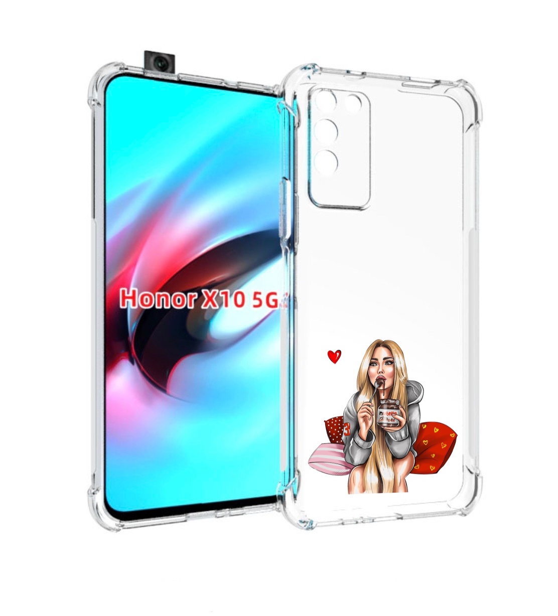 

Чехол MyPads любительница-нутеллы женский для Honor X10, Прозрачный, Tocco