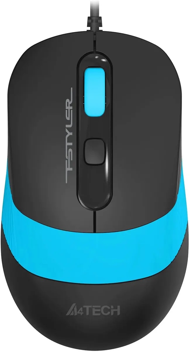 Мышь A4TECH Fstyler FM10S, оптическая, проводная, USB, черный и голубой fm10s usb blue