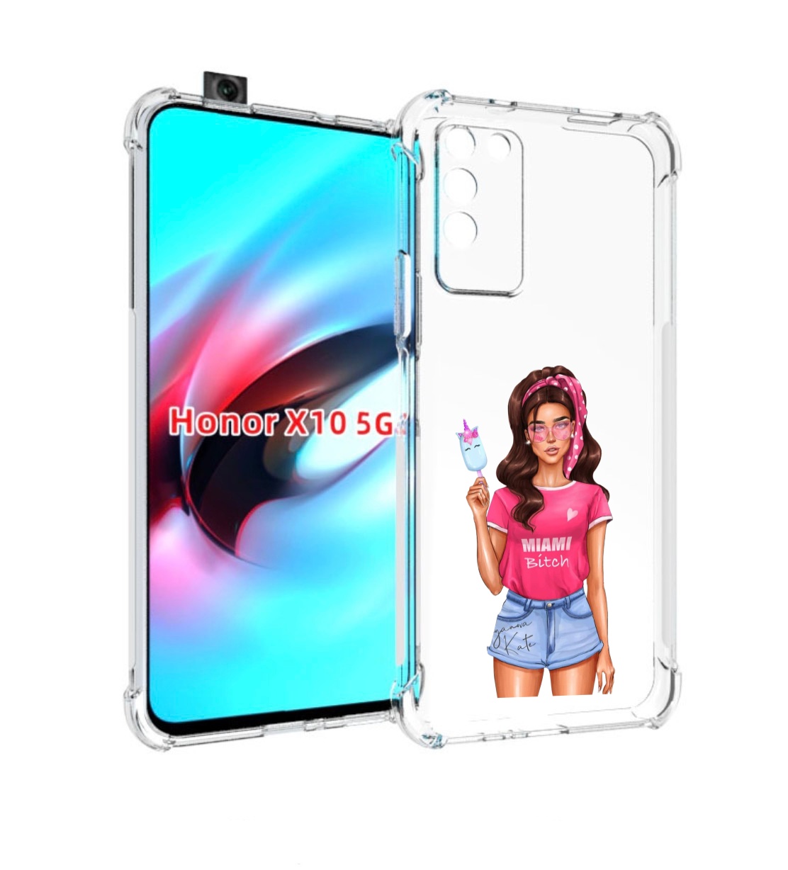 

Чехол MyPads майами-битч женский для Honor X10, Прозрачный, Tocco