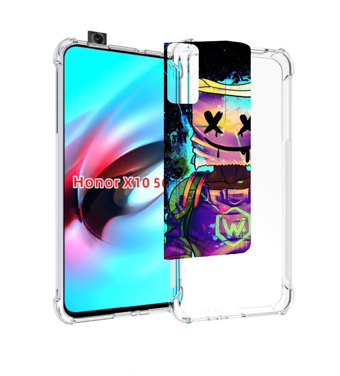 

Чехол MyPads маршмеллоу-глитч для Honor X10, Прозрачный, Tocco