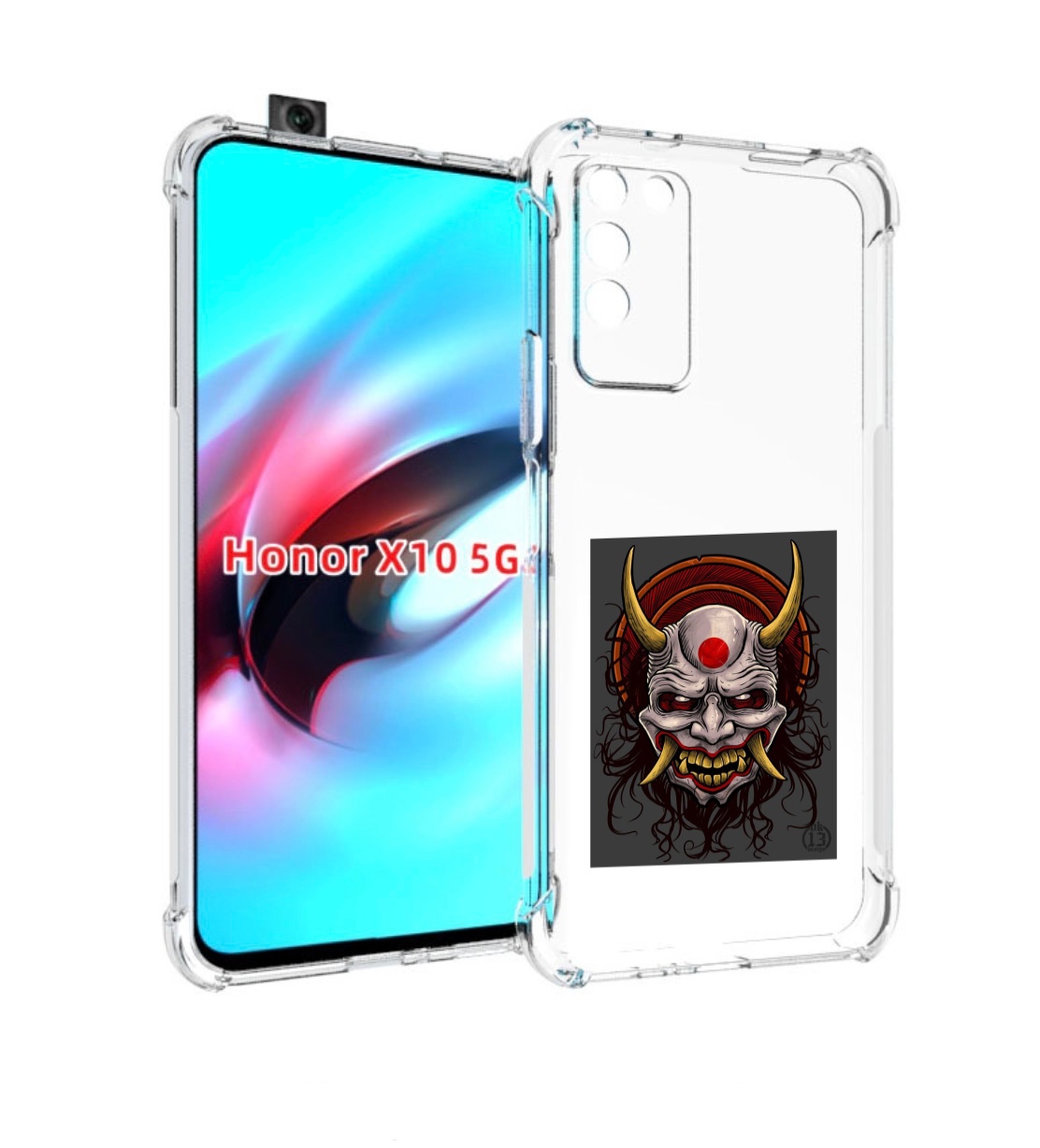 

Чехол MyPads маска с клыками и рогами для Honor X10, Прозрачный, Tocco