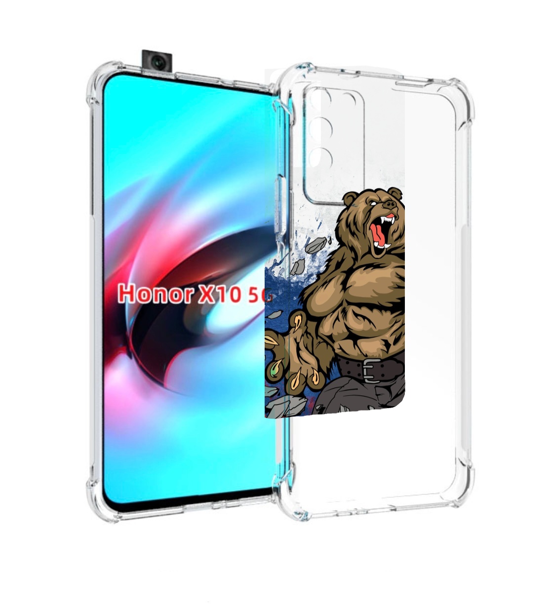 

Чехол MyPads медведь защитник родины для Honor X10, Прозрачный, Tocco