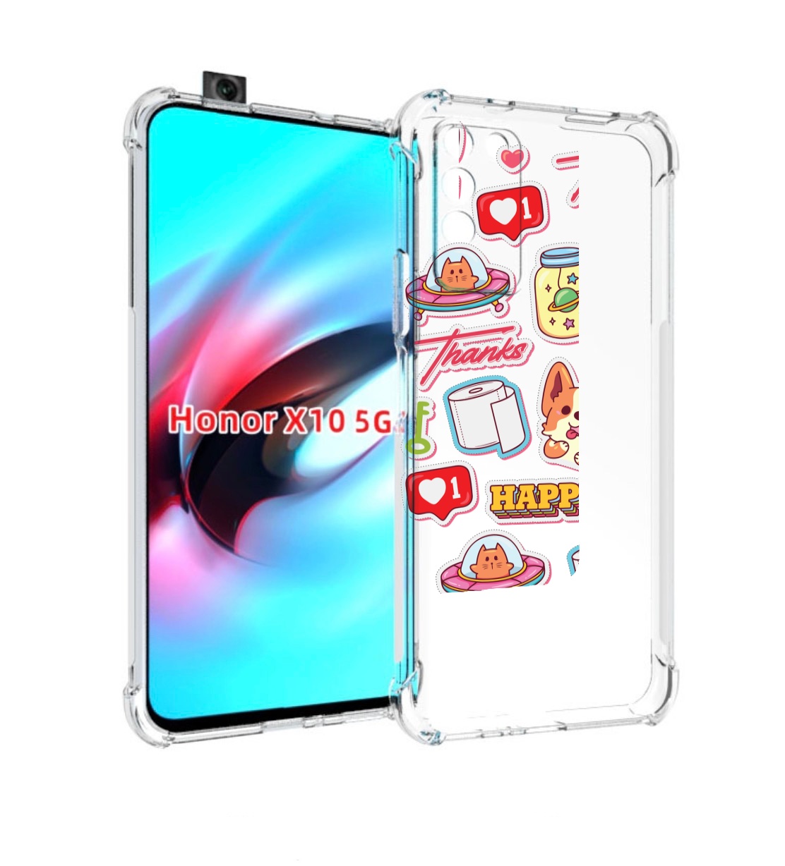 

Чехол MyPads милые-стикеры-корги для Honor X10, Прозрачный, Tocco
