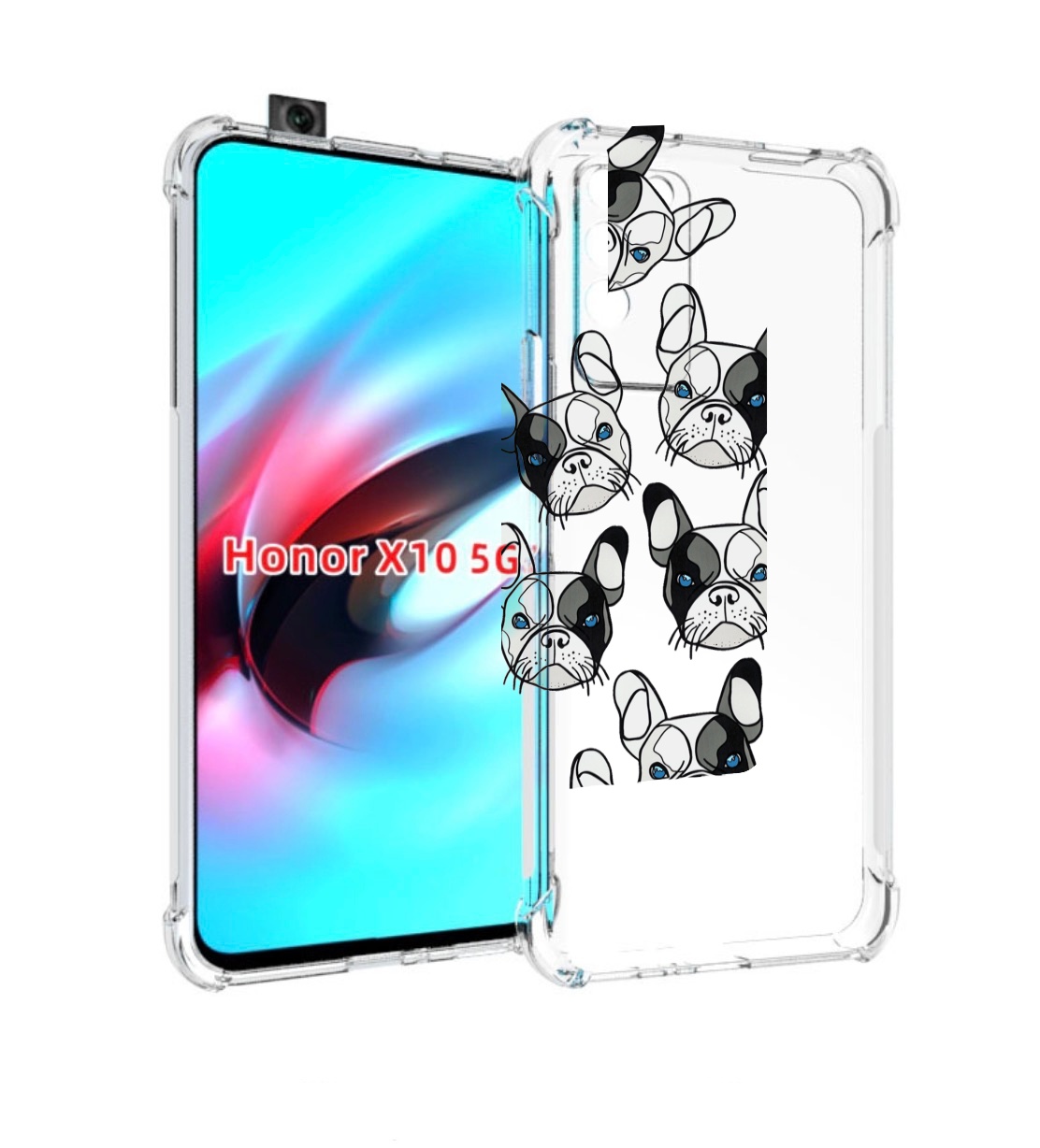 

Чехол MyPads мини-собачки-черно-белый для Honor X10, Прозрачный, Tocco