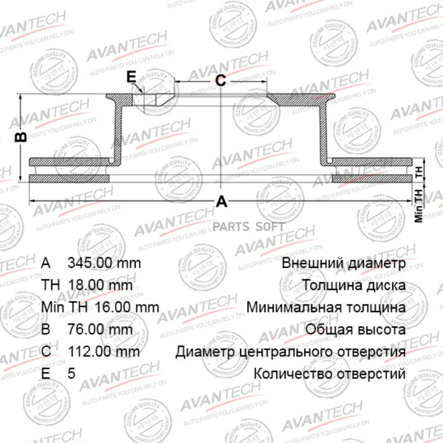

Диск тормозной AVANTECH BR0163S