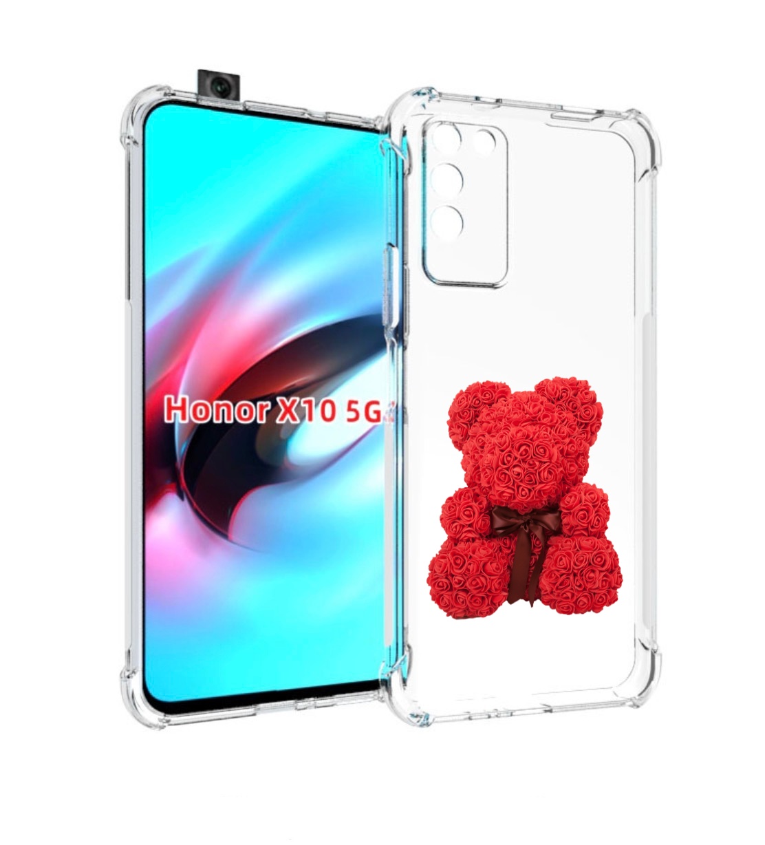 

Чехол MyPads мишка-из-розочек для Honor X10, Прозрачный, Tocco