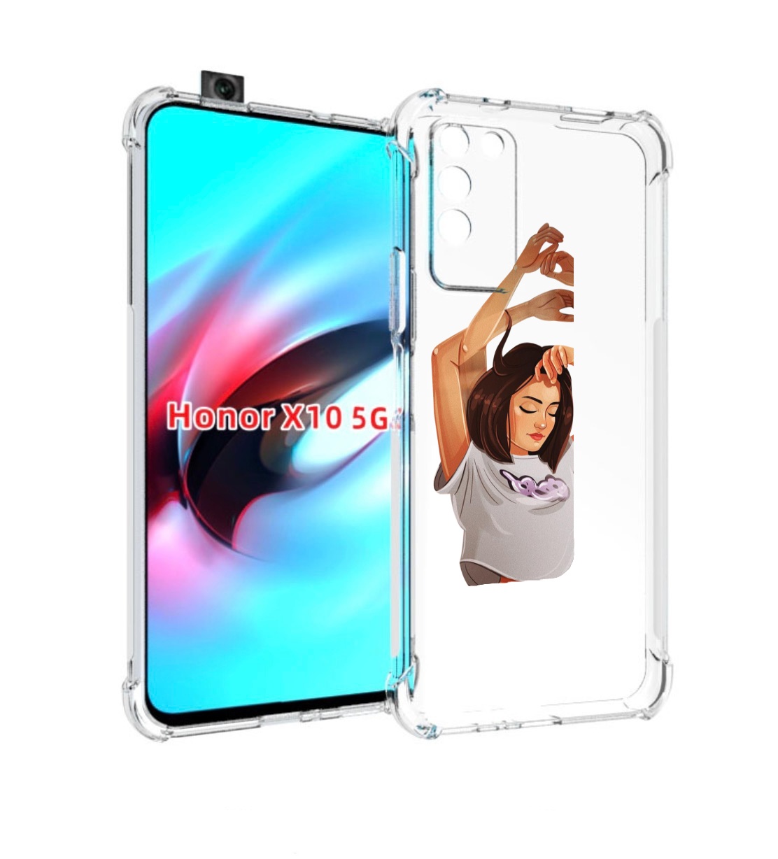 

Чехол MyPads много-рук женский для Honor X10, Прозрачный, Tocco