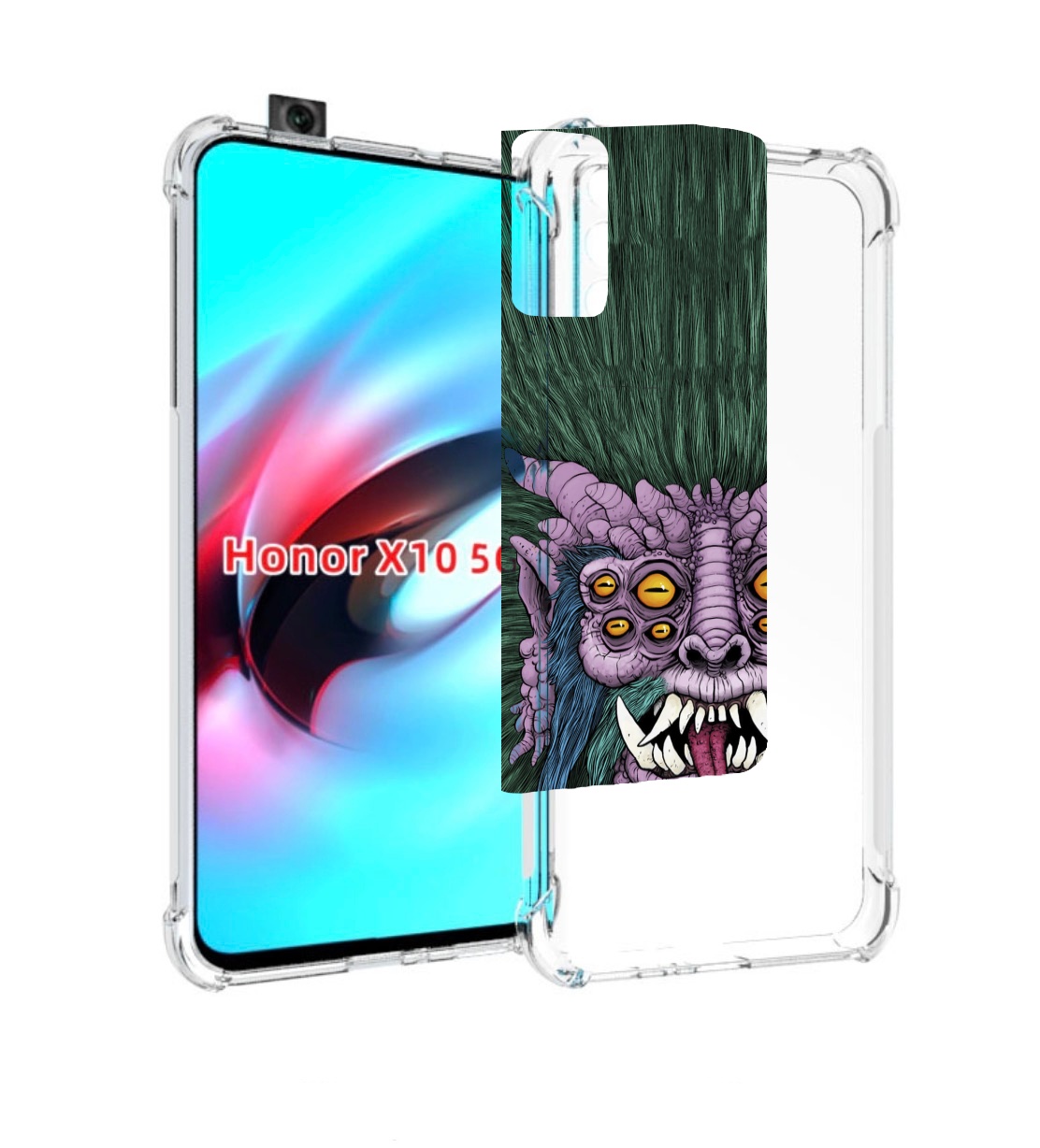 

Чехол MyPads многоглазый черт для Honor X10, Прозрачный, Tocco