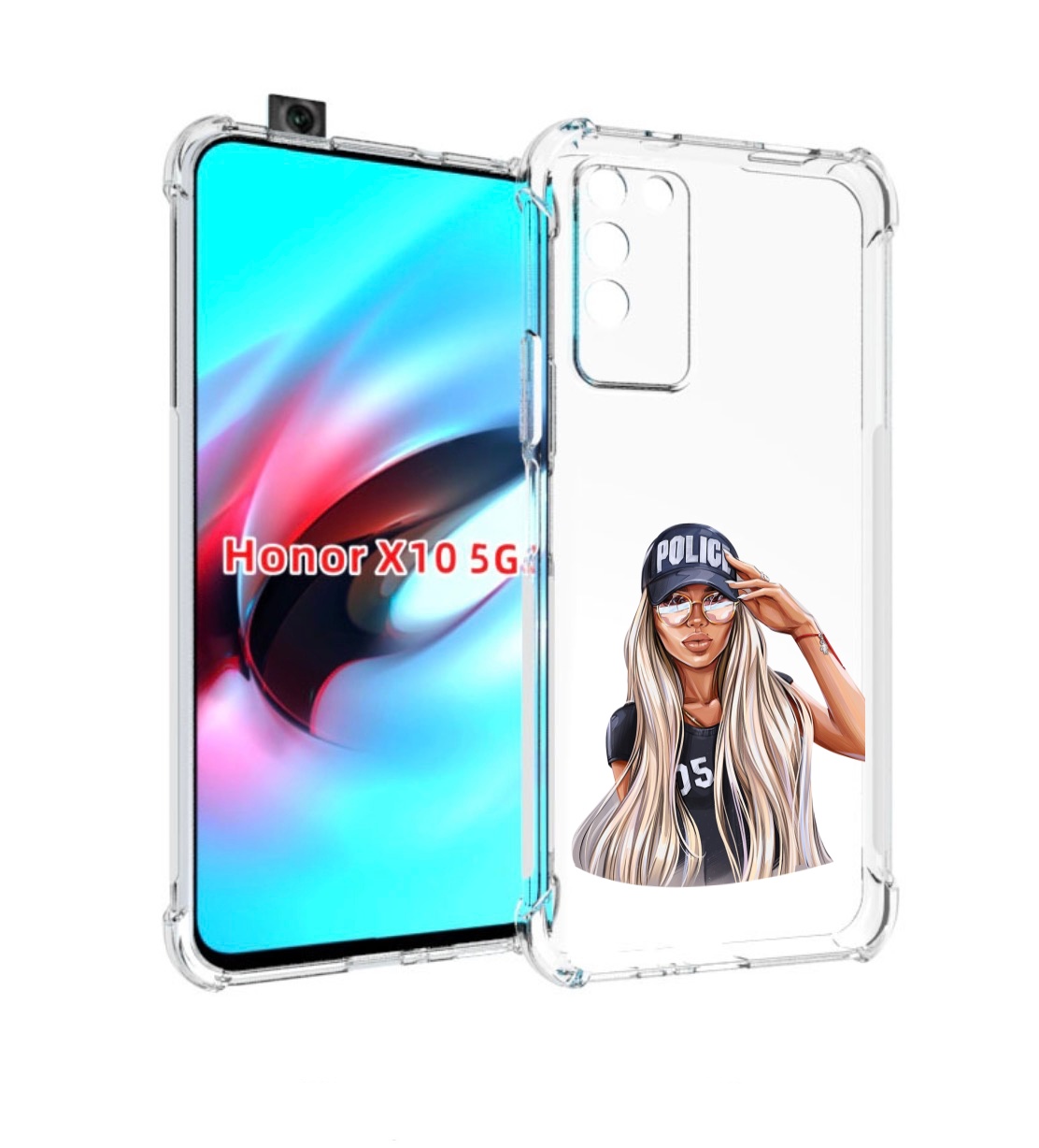 

Чехол MyPads модная-девушка-арт женский для Honor X10, Прозрачный, Tocco