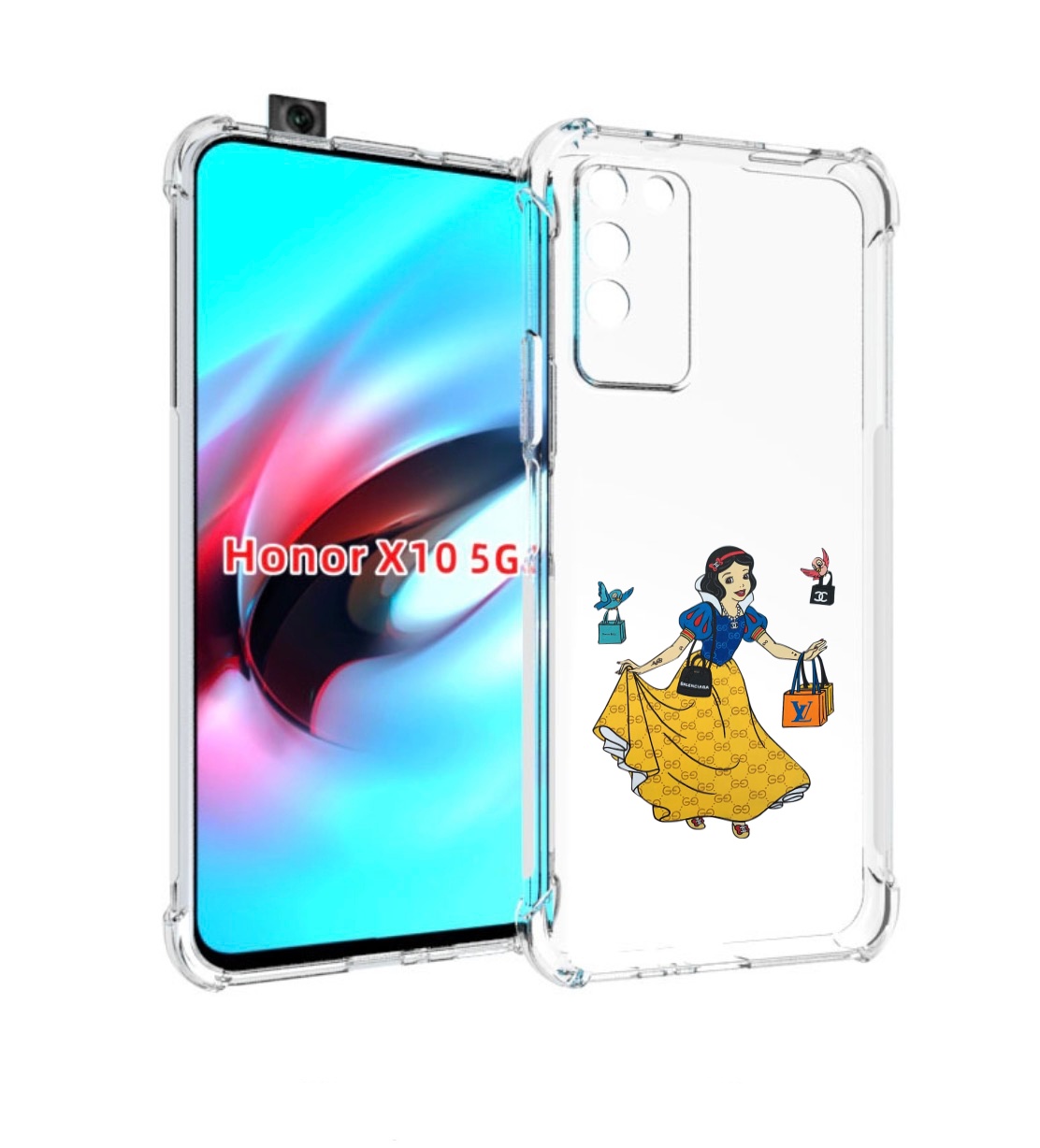 

Чехол MyPads модная-принцесса женский для Honor X10, Прозрачный, Tocco