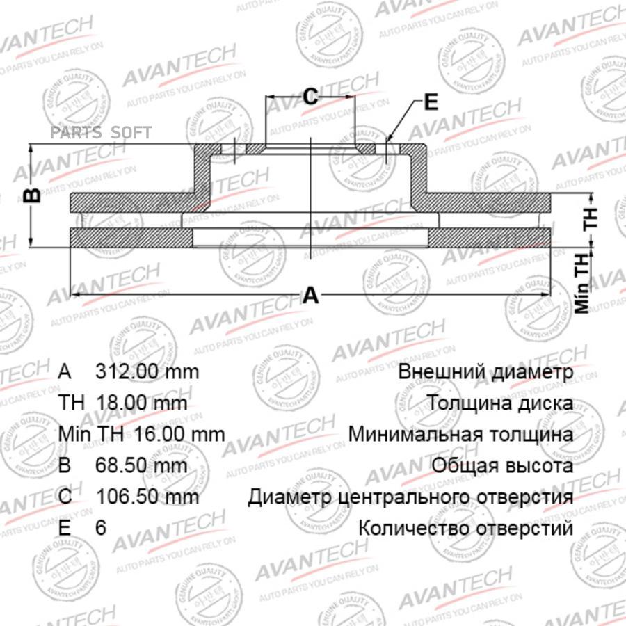 

AVANTECH 'BR1808S Диск тормозной 1шт