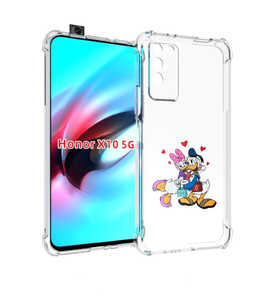 

Чехол MyPads модные-влюбленные-утки для Honor X10, Прозрачный, Tocco