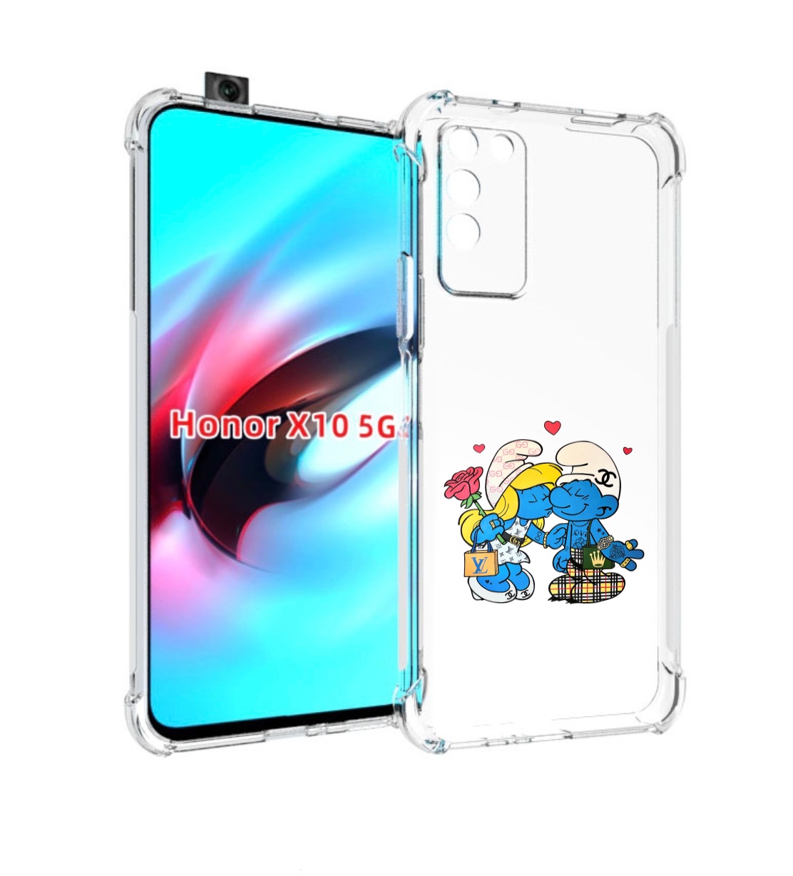 

Чехол MyPads модные-смурфики для Honor X10, Прозрачный, Tocco
