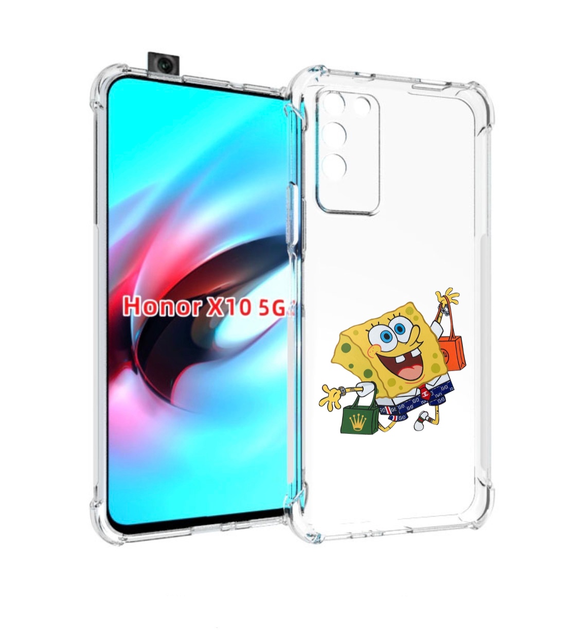 

Чехол MyPads модный-спанч-боб для Honor X10, Прозрачный, Tocco