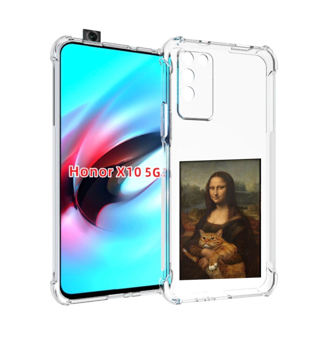 

Чехол MyPads монализа-с-котиком для Honor X10, Прозрачный, Tocco