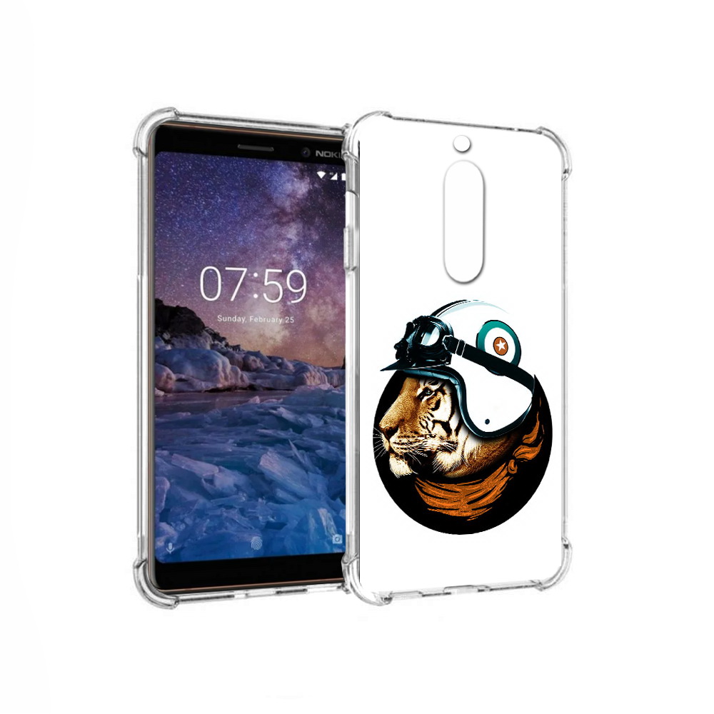 

Чехол MyPads Tocco для Nokia 7 Тигр в шлеме (PT95887.123.171), Прозрачный, Tocco